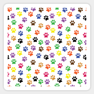 Colorful Puppy Paw Prints Sticker